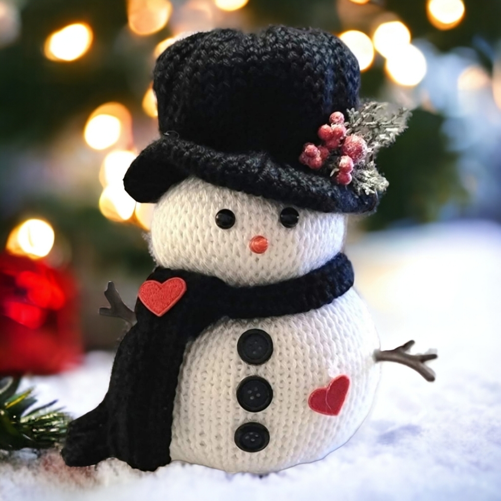 Handcrafted 9" Snowman w/ Top Hat Christmas Decor Winter Holiday Gift Decoration
